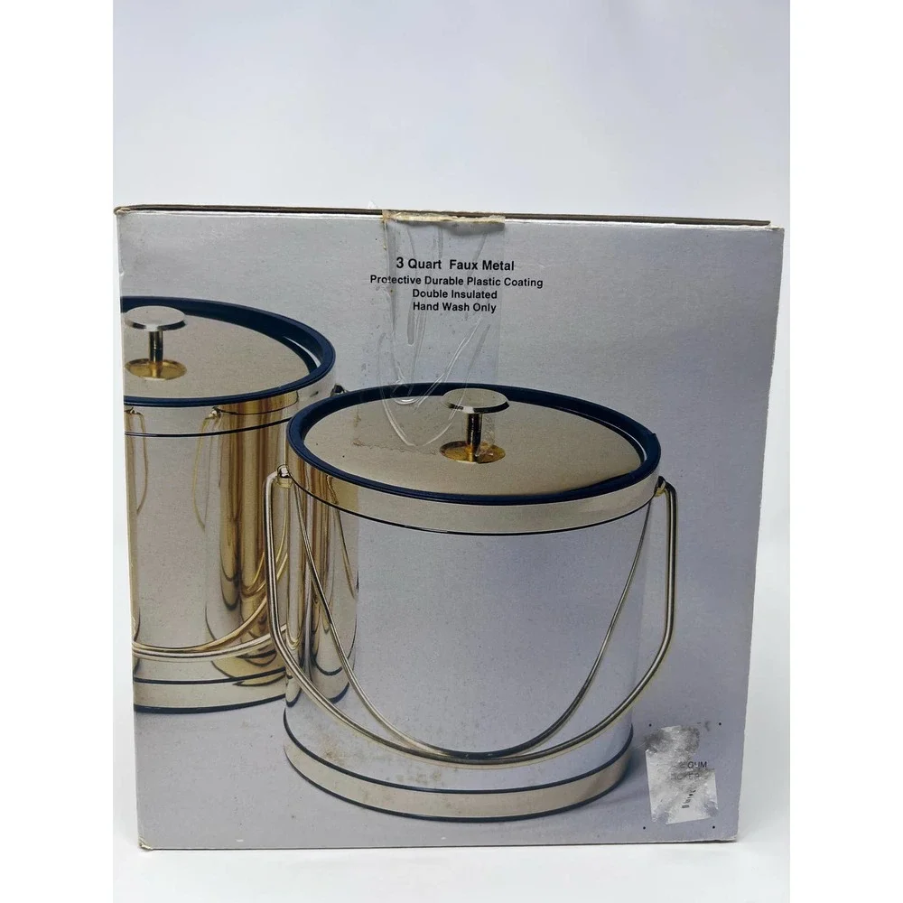 Kraftware Ice Bucket 3 Quart Faux Metal‎ Protective Durable Plastic Coating